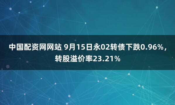 中国配资网网站 9月15日永02转债下跌0.96%，转股溢价率23.21%
